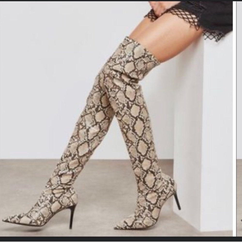 Mango snake print boots